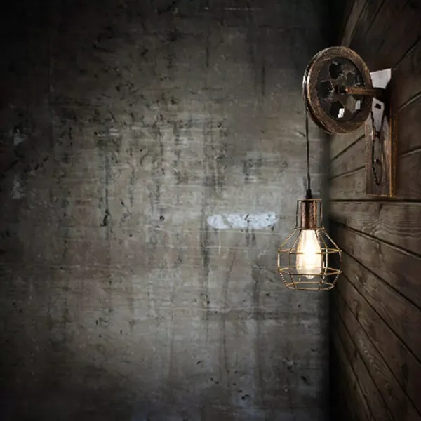 220V Kreative Retro Industrie-Stil Loft Riemenscheibe E27 Wandleuchte