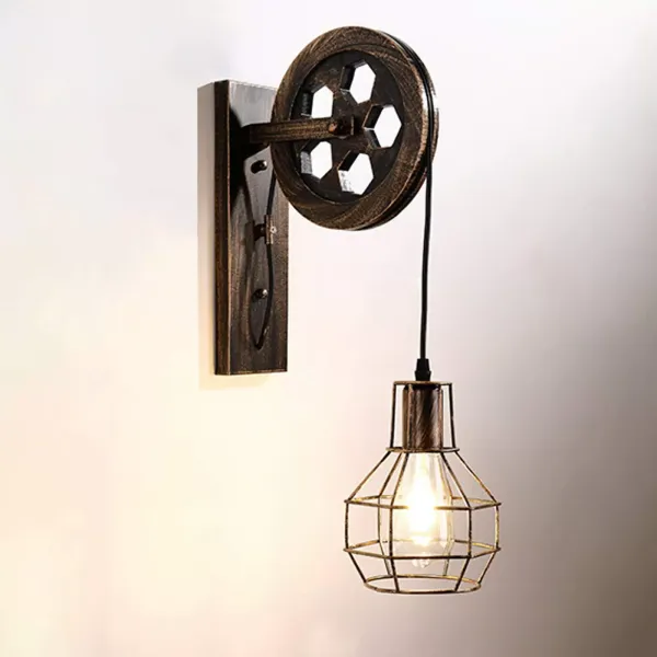 220V Kreative Retro Industrie-Stil Loft Riemenscheibe E27 Wandleuchte