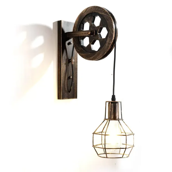 220V Kreative Retro Industrie-Stil Loft Riemenscheibe E27 Wandleuchte