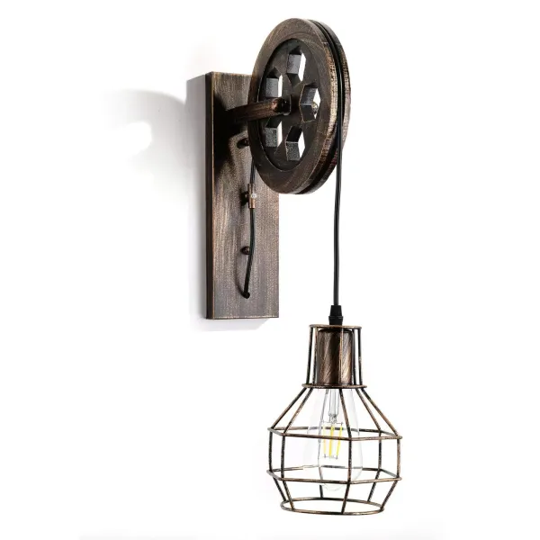 220V Kreative Retro Industrie-Stil Loft Riemenscheibe E27 Wandleuchte