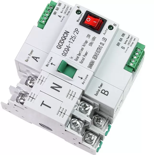 220V Dual Power Automatischer Transferschalter Transferschalter PC-Ebene MINI Umschalter 63A 2P