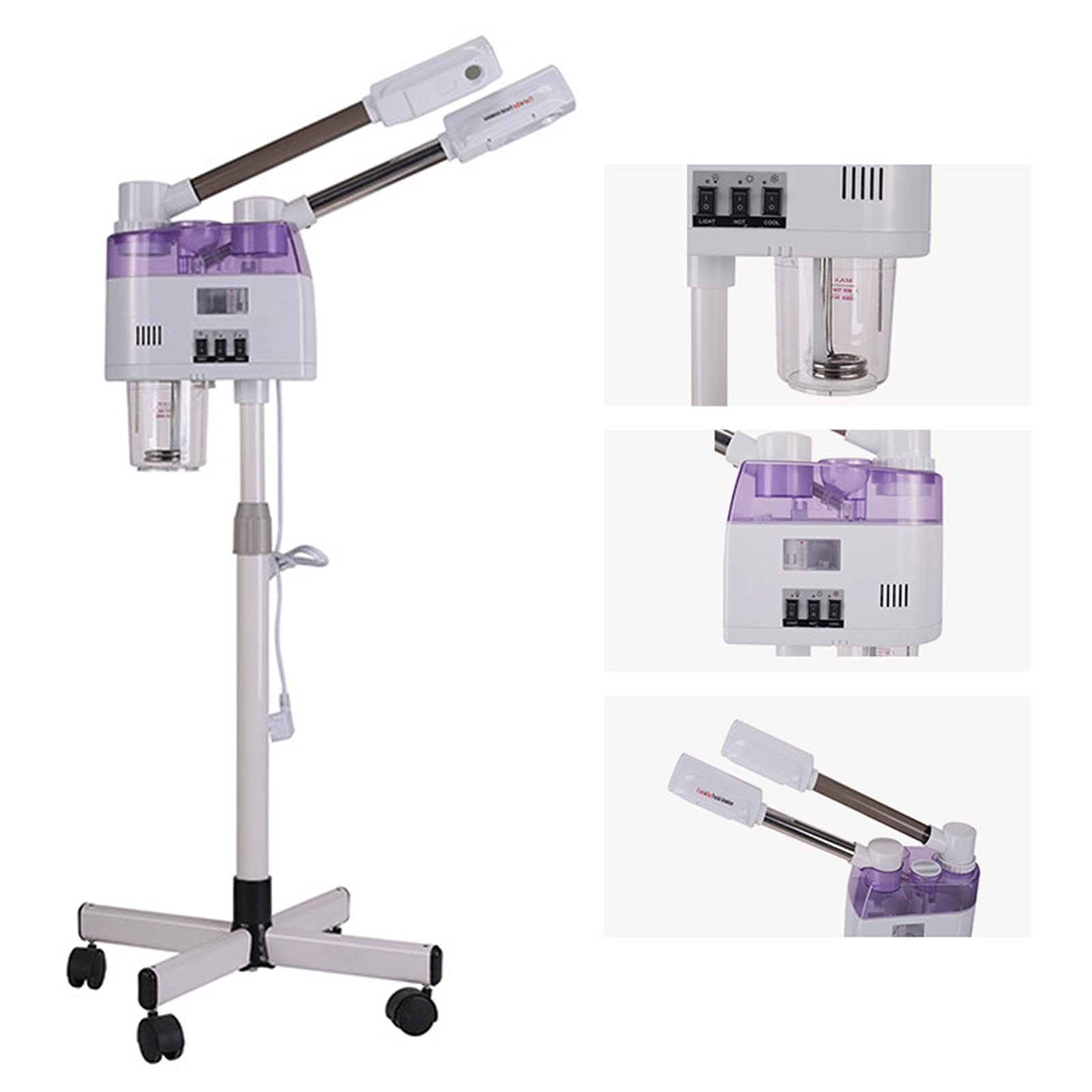 Bedampfer Gesichtsdampfer Gesichtssauna Porenreiniger Ozon Facial Steamer Verdampfe Doppelrohr Dampfgerät Schönheit Maschine