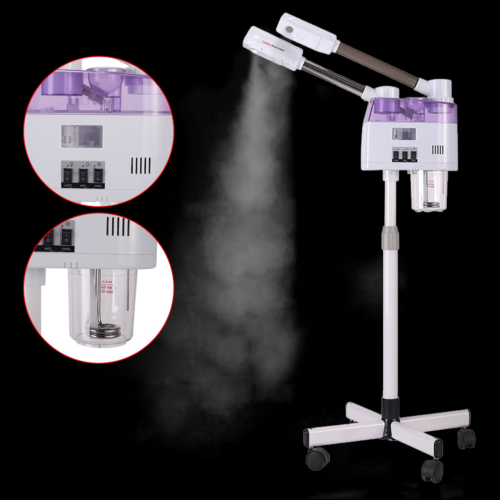 Bedampfer Gesichtsdampfer Gesichtssauna Porenreiniger Ozon Facial Steamer Verdampfe Doppelrohr Dampfgerät Schönheit Maschine