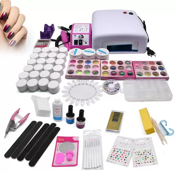 Gelnägel Set Starterset Nagelstudio Set komplett Gel Set Profi Nagelstudioset Starterset Nailart Nagelfräser Geschenk