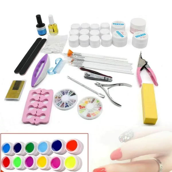 20 X Nagelstudio Starterset Gelset Nagelset Gelnägel Nagelfräser Nagelstudioset