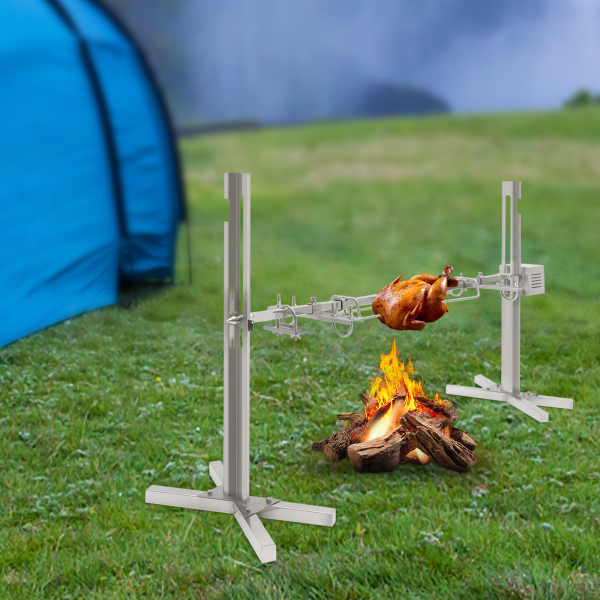 Grillspieß mit Motor 20W Grillspieße Edelstahl 30KG 21Zoll Drehspieß BBQ