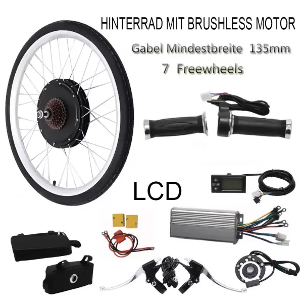 800 W 36 V LCD E Bike Umrüstsatz Hinterrad Motor E-Bike
