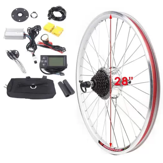 Zestaw do konwersji roweru elektrycznego 28” 36 V 250 W silnik piasty tylnego koła z wyświetlaczem LCD zestaw do konwersji silnika do roweru elektrycznego