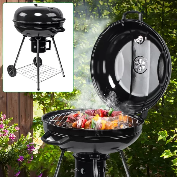 Kugelgrill Ø 58 cm BBQ Grill Holzkohle mit Thermometer Holzkohlegrill Rundgrill Kugelgrill Ø 58 cm BBQ Grill Holzkohle mit Thermometer Holzkohlegrill Rundgrill