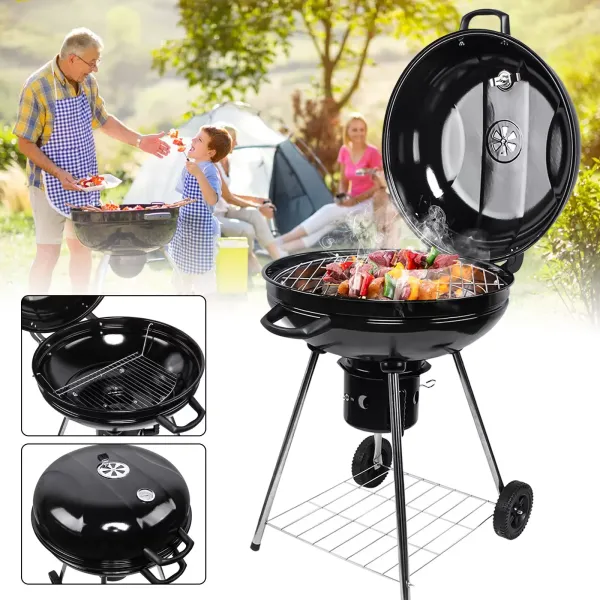 Kugelgrill Ø 58 cm BBQ Grill Holzkohle mit Thermometer Holzkohlegrill Rundgrill Kugelgrill Ø 58 cm BBQ Grill Holzkohle mit Thermometer Holzkohlegrill Rundgrill