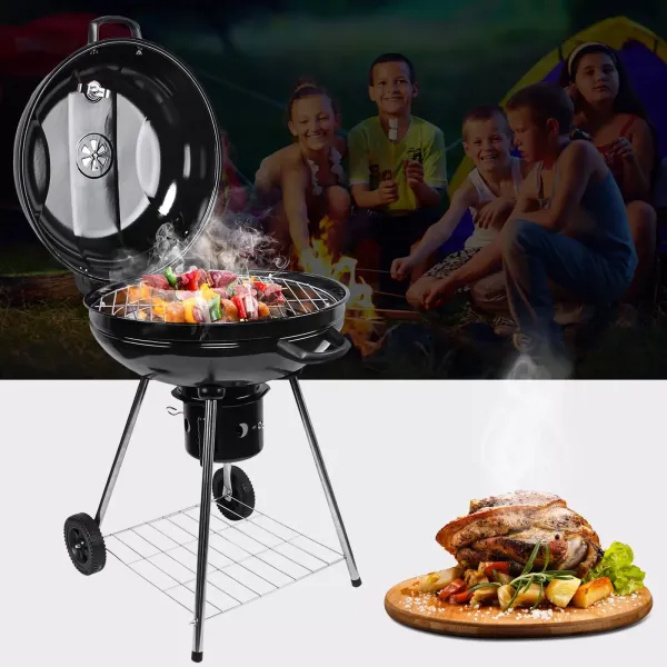 Kugelgrill Ø 58 cm BBQ Grill Holzkohle mit Thermometer Holzkohlegrill Rundgrill Kugelgrill Ø 58 cm BBQ Grill Holzkohle mit Thermometer Holzkohlegrill Rundgrill