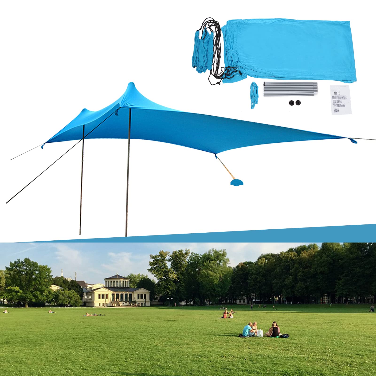 CNCEST Sonnenschutz-Markise Standmarkise Sonnenunterstand Zelt Camping Strandzelt mit Sandsäcken CNCEST Sonnenschutz-Markise Standmarkise Sonnenunterstand Zelt Camping Strandzelt mit Sandsäcken