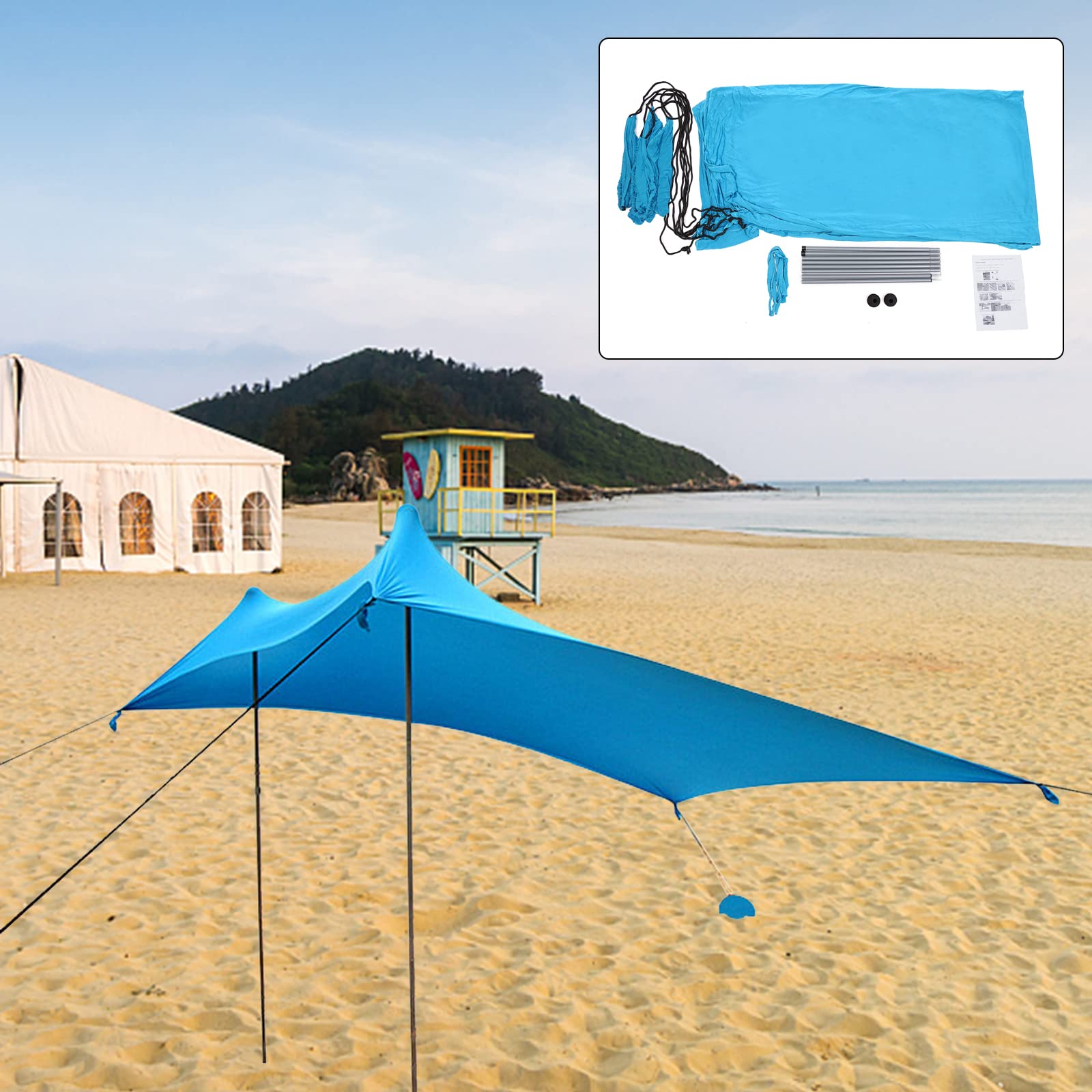 CNCEST Sonnenschutz-Markise Standmarkise Sonnenunterstand Zelt Camping Strandzelt mit Sandsäcken CNCEST Sonnenschutz-Markise Standmarkise Sonnenunterstand Zelt Camping Strandzelt mit Sandsäcken