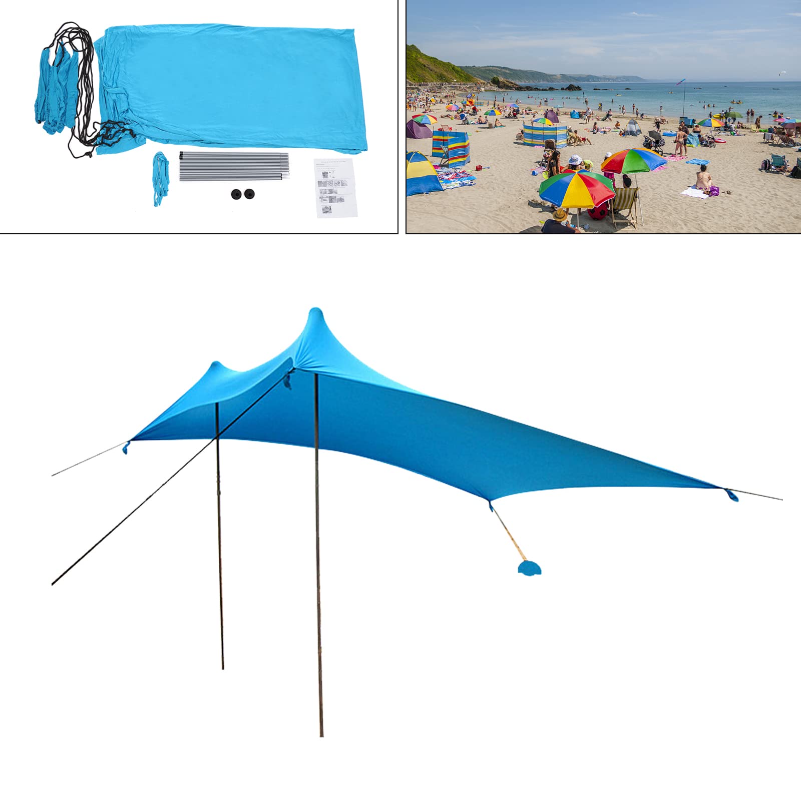 CNCEST Sonnenschutz-Markise Standmarkise Sonnenunterstand Zelt Camping Strandzelt mit Sandsäcken CNCEST Sonnenschutz-Markise Standmarkise Sonnenunterstand Zelt Camping Strandzelt mit Sandsäcken