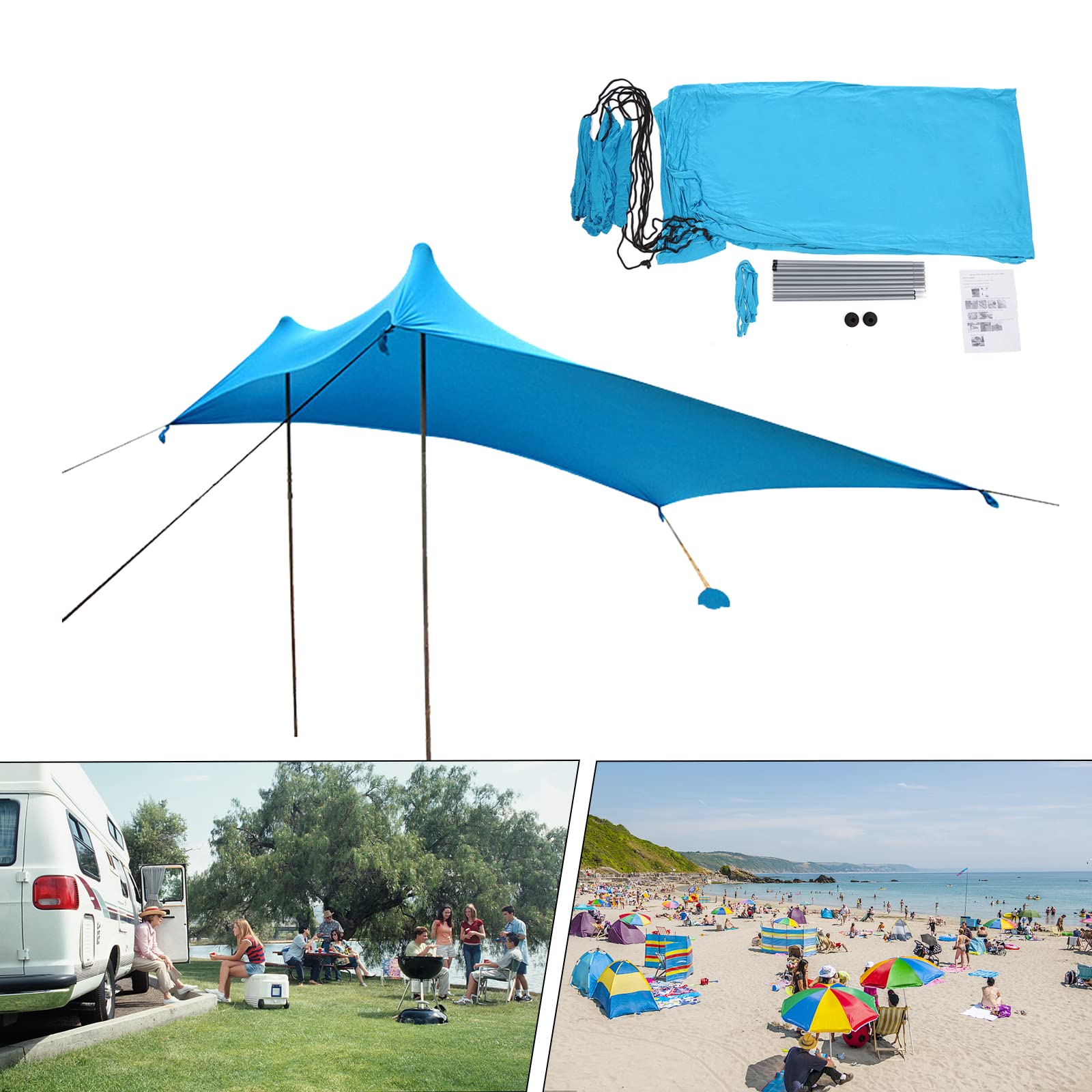 CNCEST Sonnenschutz-Markise Standmarkise Sonnenunterstand Zelt Camping Strandzelt mit Sandsäcken CNCEST Sonnenschutz-Markise Standmarkise Sonnenunterstand Zelt Camping Strandzelt mit Sandsäcken