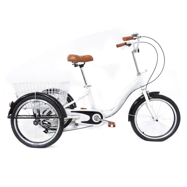 20 Zoll 3 Rad Single Speed Dreirad mit Einkaufskorb für Erwachsene und Senioren - Weiß 20 Zoll 3 Rad Single Speed Dreirad mit Einkaufskorb für Erwachsene und Senioren - Weiß