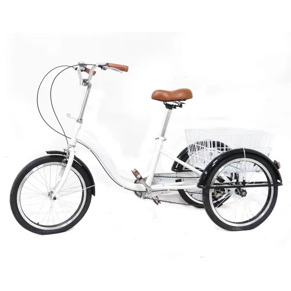 20 Zoll 3 Rad Single Speed Dreirad mit Einkaufskorb für Erwachsene und Senioren - Weiß 20 Zoll 3 Rad Single Speed Dreirad mit Einkaufskorb für Erwachsene und Senioren - Weiß