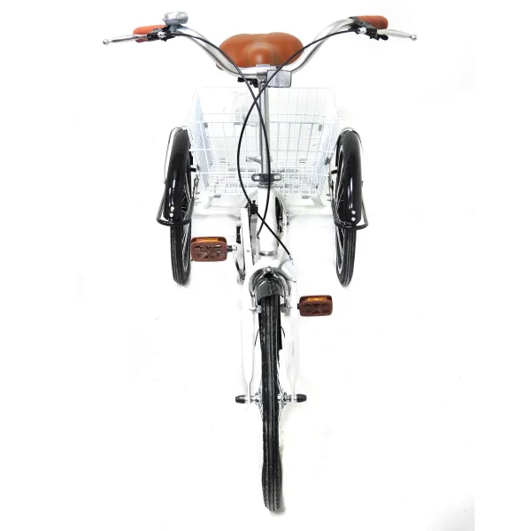 20 Zoll 3 Rad Single Speed Dreirad mit Einkaufskorb für Erwachsene und Senioren - Weiß 20 Zoll 3 Rad Single Speed Dreirad mit Einkaufskorb für Erwachsene und Senioren - Weiß