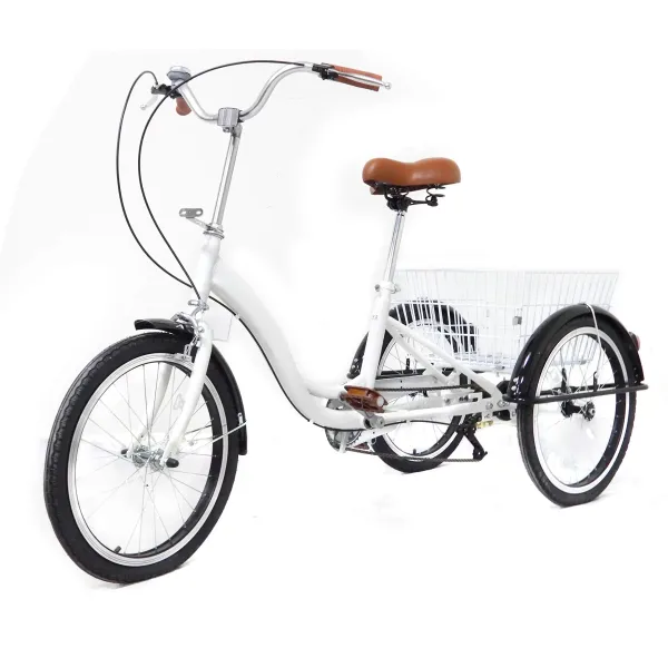 20 Zoll 3 Rad Single Speed Dreirad mit Einkaufskorb für Erwachsene und Senioren - Weiß 20 Zoll 3 Rad Single Speed Dreirad mit Einkaufskorb für Erwachsene und Senioren - Weiß