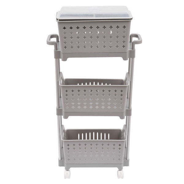 3-stufiger Wagen, Aufbewahrungswagen mit Rädern, multifunktionaler Aufbewahrungswagen, 45,5*24,5*91 cm, Grau 3-stufiger Wagen, Aufbewahrungswagen mit Rädern, multifunktionaler Aufbewahrungswagen, 45,5*24,5*91 cm, Grau