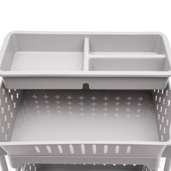 3-stufiger Wagen, Aufbewahrungswagen mit Rädern, multifunktionaler Aufbewahrungswagen, 45,5*24,5*91 cm, Grau 3-stufiger Wagen, Aufbewahrungswagen mit Rädern, multifunktionaler Aufbewahrungswagen, 45,5*24,5*91 cm, Grau