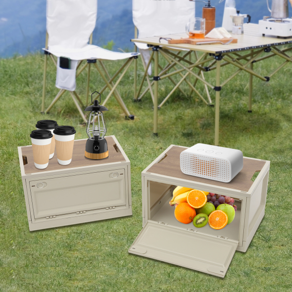 2er-Pack Aufbewahrungsboxen, faltbar und stapelbar, Aufbewahrungsboxen mit Deckel für Wohnzimmer, Küche und Schlafzimmer – Grauweiß