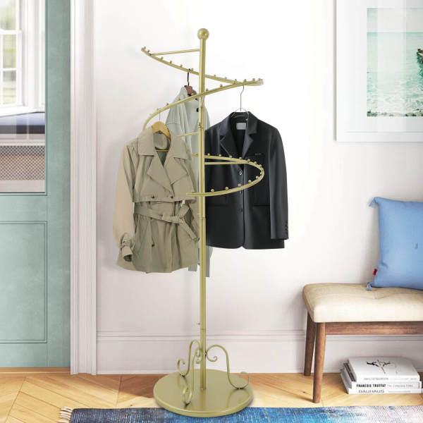 Spiralförmiger, drehbarer Kleiderständer, robuster, freistehender Kleiderbügel Spiralförmiger, drehbarer Kleiderständer, robuster, freistehender Kleiderbügel
