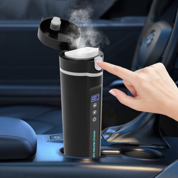Auto-Wasserkocher, Elektrischer Wasserkocher 12V/24V 450ml, Heiztemperatur: 100℃, Schwarz Auto-Wasserkocher, Elektrischer Wasserkocher 12V/24V 450ml, Heiztemperatur: 100℃, Schwarz