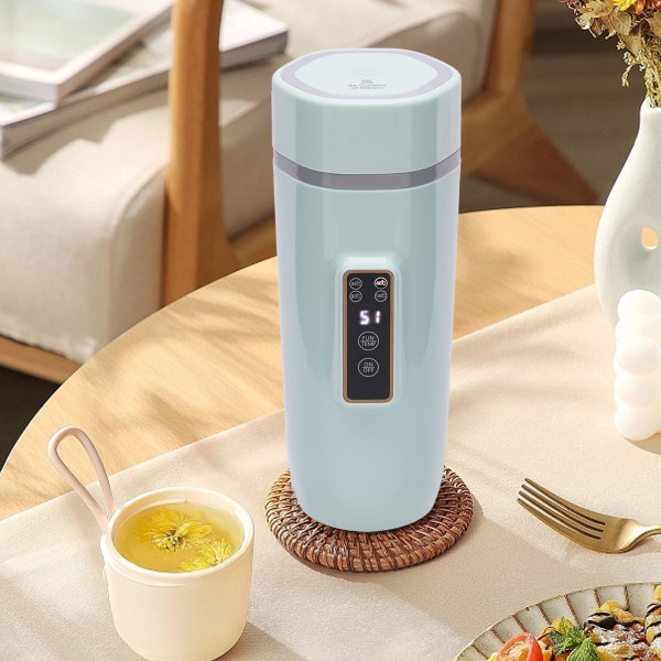 Tragbarer elektrischer Wasserkocher, 220 V, 350 ml, Schnellkochtopf, doppelt, 300 W, Thermoskanne aus Edelstahl, Grün