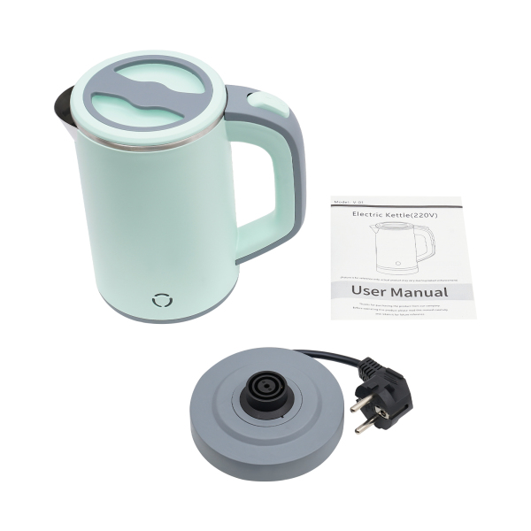 800 ml Reisewasserkocher, tragbarer Mini-Wasserkocher, Reisewasserkocher aus Edelstahl (grün)