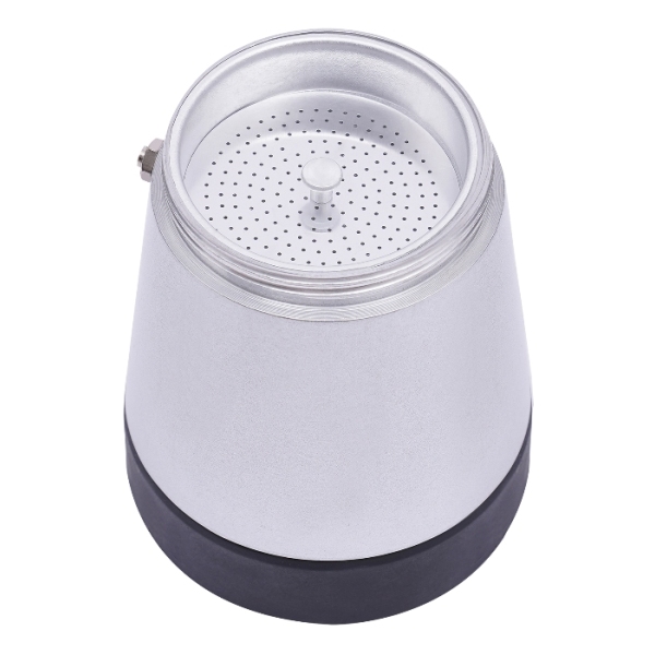 480W elektrische silbere Moka-Kaffeemaschine aus Aluminiumlegierung mit Sockel, kann sechs Tassen gleichzeitig zubereiten 480W elektrische silbere Moka-Kaffeemaschine aus Aluminiumlegierung mit Sockel, kann sechs Tassen gleichzeitig zubereiten