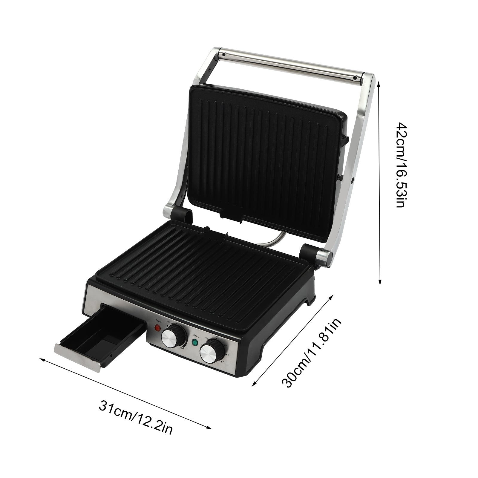 kontaktgrill für Sandwiches, Steak und als Panini Grill, Pressgrill 2800W Sandwich maker mit antihaftbeschichtung