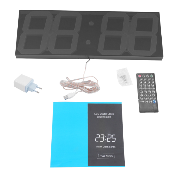 LED-Digitaluhr, LED-Wanduhr, LED-Digitaluhr mit Fernbedienung für Wohnzimmer, Büros – blaue Schrift