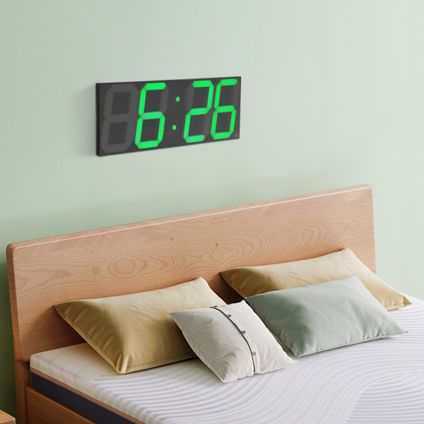 LED-Digitaluhr, LED-Wanduhr, LED-Digitaluhr mit Fernbedienung für Wohnzimmer, Büros – blaue Schrift