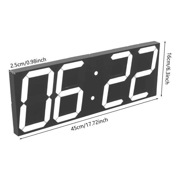 LED-Digitaluhr, LED-Wanduhr, LED-Digitaluhr mit Fernbedienung für Wohnzimmer, Büros – weiße Schrift
