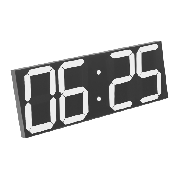 LED-Digitaluhr, LED-Wanduhr, LED-Digitaluhr mit Fernbedienung für Wohnzimmer, Büros – weiße Schrift