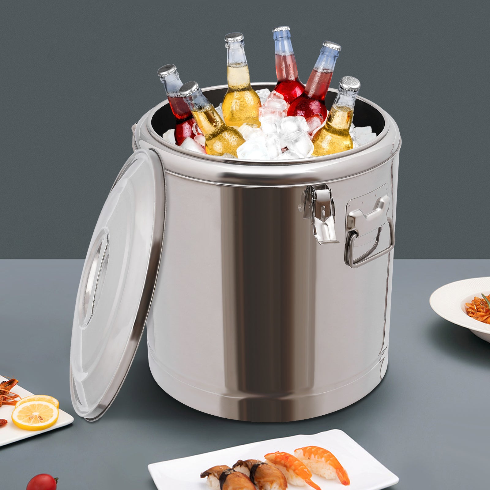 Edelstahl Nahrungsmittelwärmer, 40L Edelstahl Lebensmittel Warmer kalter Behälter Wärmer mit Deckel (40L)