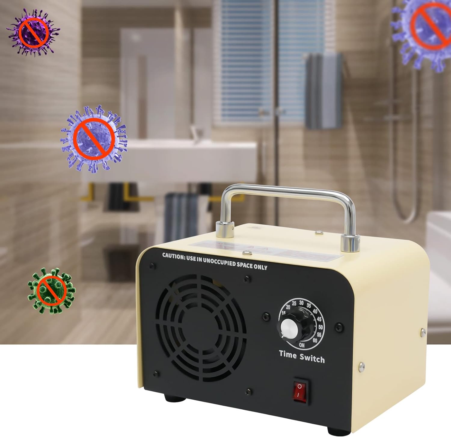 Industrieller Ozongenerator mit 60 min Timer, 10.000 mg/h, tragbarer Ozon Gerät Luftreiniger