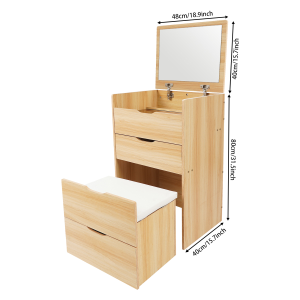 48 cm Schminktisch, Schminktisch mit Hocker, Schminktisch – Log Color