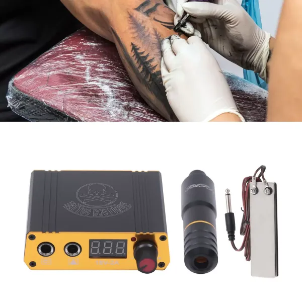 CNCEST Tattoomaschine Tatoo Stift Set 40 Tattoo Nadeln Mit Fußpedal Netzgerät Tragbar
