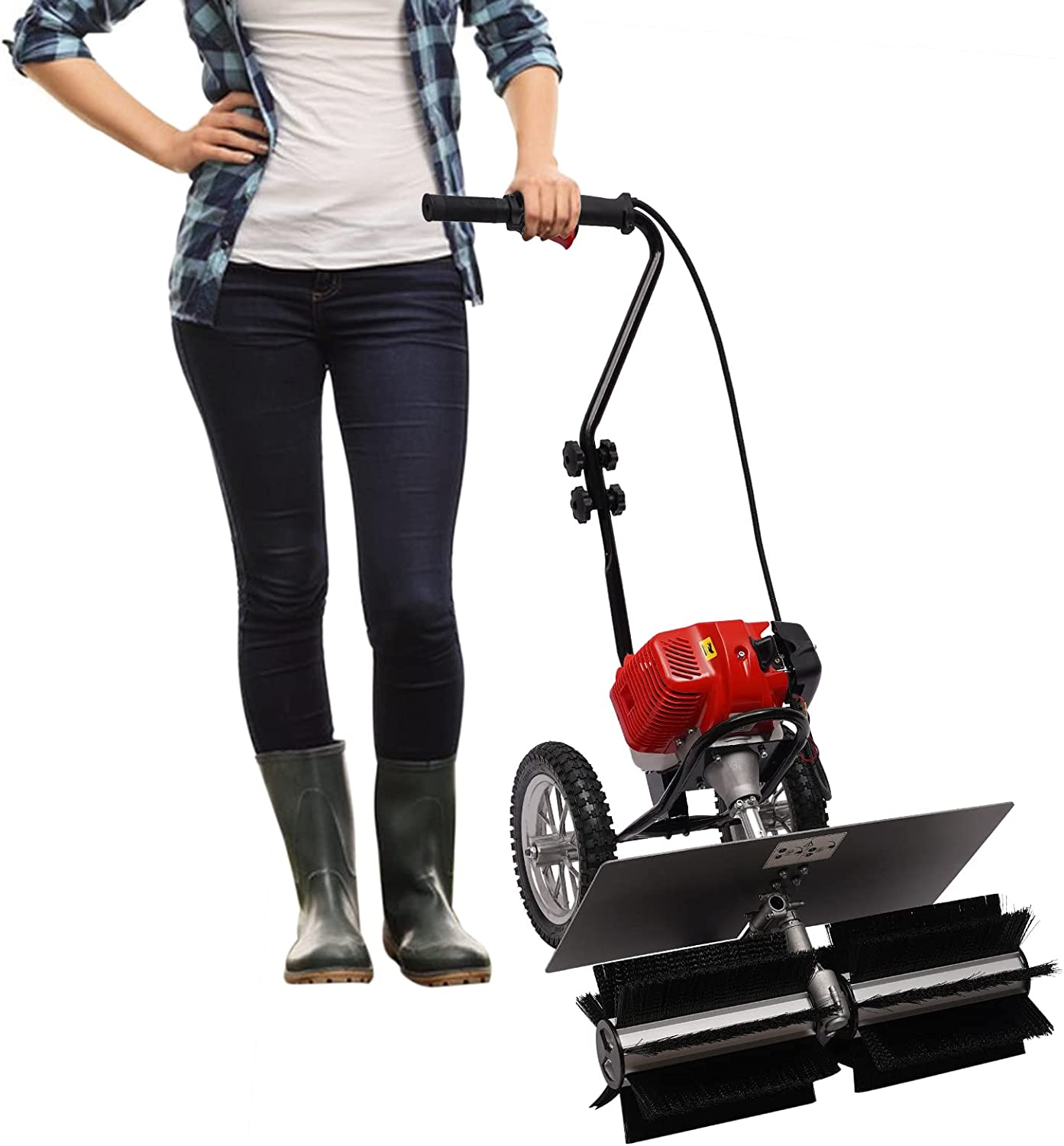 Handgeführte Kehrmaschinen 43CC 2-Takt-Motor 1,7 PS Kunstrasenbürste Power-Besen Kunstrasenbürste Power-Besen Kunstrasenkehrmaschine