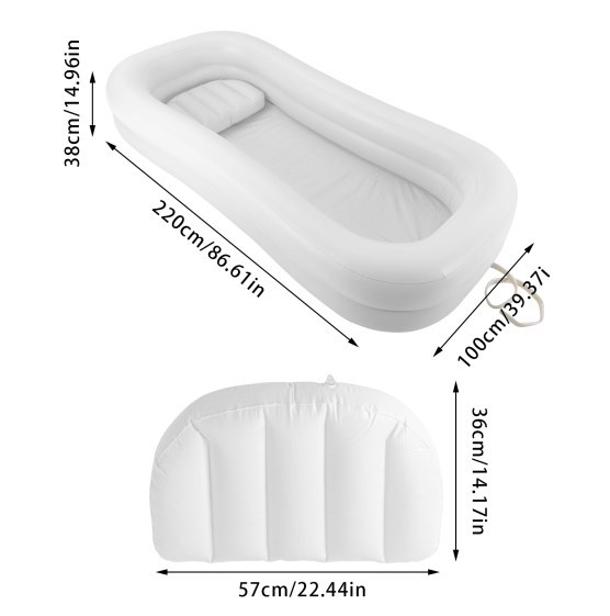 Tragbare aufblasbare Badewanne für Erwachsene, PVC-Badewanne, für Erwachsene, weiß