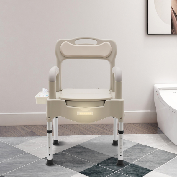 Nachttisch-Toilettenstuhl, tragbarer Toilettenstuhl, höhenverstellbare Toilettentoilette für den Heimgebrauch