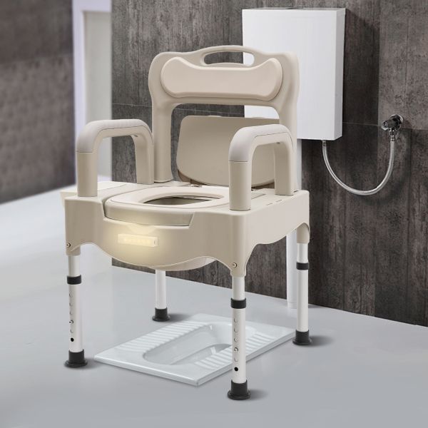 Nachttisch-Toilettenstuhl, tragbarer Toilettenstuhl, höhenverstellbare Toilettentoilette für den Heimgebrauch Nachttisch-Toilettenstuhl, tragbarer Toilettenstuhl, höhenverstellbare Toilettentoilette für den Heimgebrauch