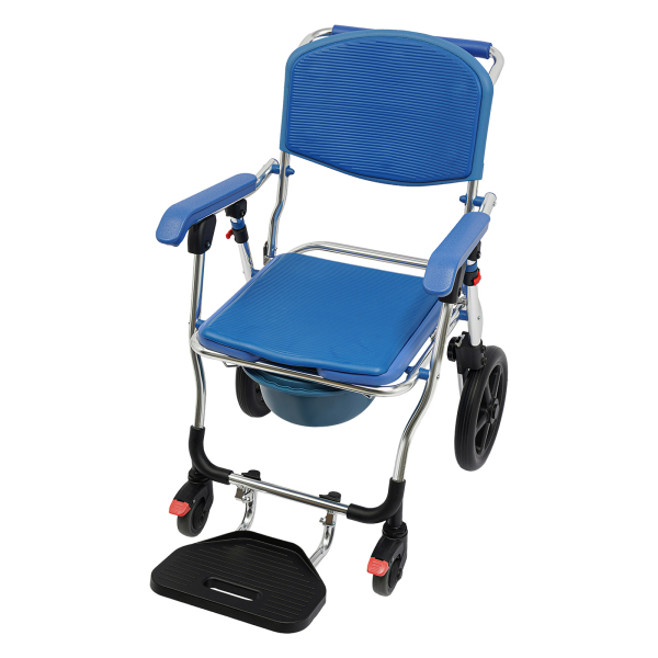 Klappbarer Dusch-Toilettenrollstuhl, Beistell-Toilettenstuhl, Duschrollstuhl mit Armlehnen und Rückenlehne, Duschstuhl mit Rädern Klappbarer Dusch-Toilettenrollstuhl, Beistell-Toilettenstuhl, Duschrollstuhl mit Armlehnen und Rückenlehne, Duschstuhl mit Rädern