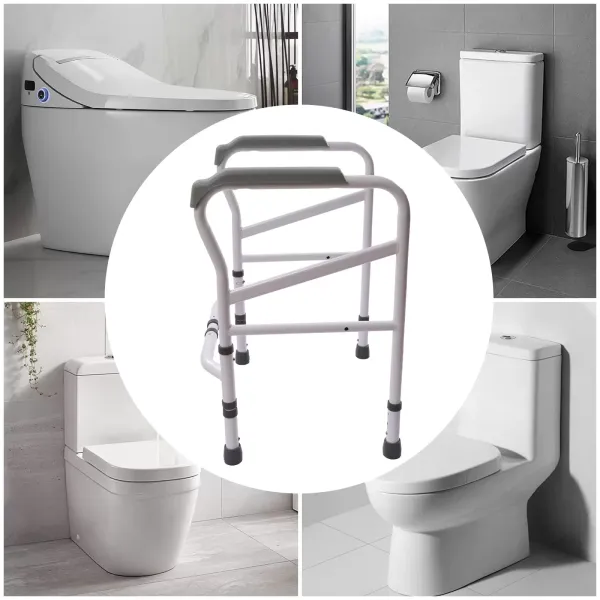 CNCEST Toilettenstützrahmen WC-Stützrahmen Verstellbare Höhe Toilette Aufstehhilfe Mit Große Rutschfeste Matten CNCEST Toilettenstützrahmen WC-Stützrahmen Verstellbare Höhe Toilette Aufstehhilfe Mit Große Rutschfeste Matten