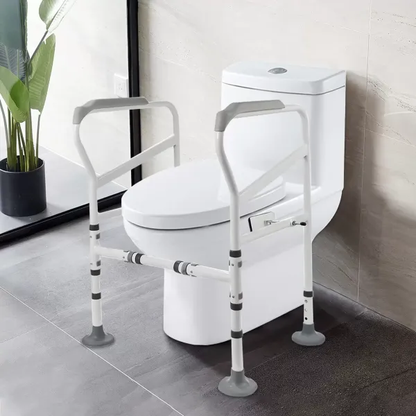 CNCEST Toilettenstützrahmen WC-Stützrahmen Verstellbare Höhe Toilette Aufstehhilfe Mit Große Rutschfeste Matten