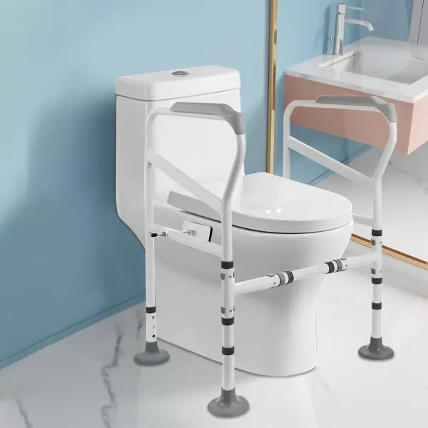 CNCEST Toilettenstützrahmen WC-Stützrahmen Verstellbare Höhe Toilette Aufstehhilfe Mit Große Rutschfeste Matten CNCEST Toilettenstützrahmen WC-Stützrahmen Verstellbare Höhe Toilette Aufstehhilfe Mit Große Rutschfeste Matten