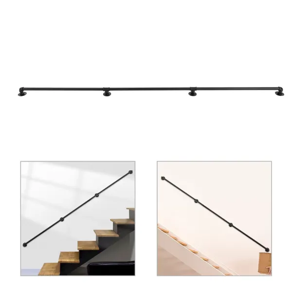2,74 m Treppenhandlauf, Metall-Treppenhandlauf, Industrieller Handlauf für Treppen, Dachböden und Fußgeländer 2,74 m Treppenhandlauf, Metall-Treppenhandlauf, Industrieller Handlauf für Treppen, Dachböden und Fußgeländer