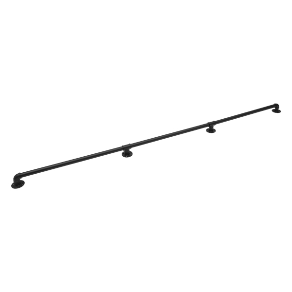 Rohrhandlauf, Heavy Duty Metall, tragfähig, 8ft, 3 Sektionen, Wandabstand: 8cmm, Schwarz